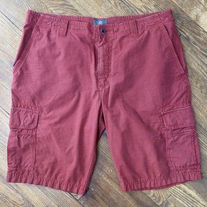 Men's Bugatti Cargo Shorts Red/Black Checkered Pattern Size 38